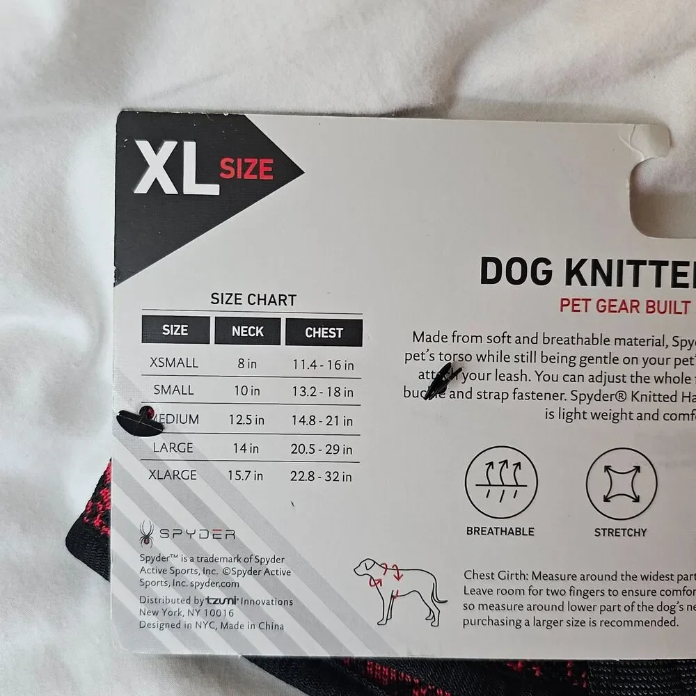 NWT Spyder Dog Harness XL Red Black No-Pull Knitted Mesh Comfort Pet Vest